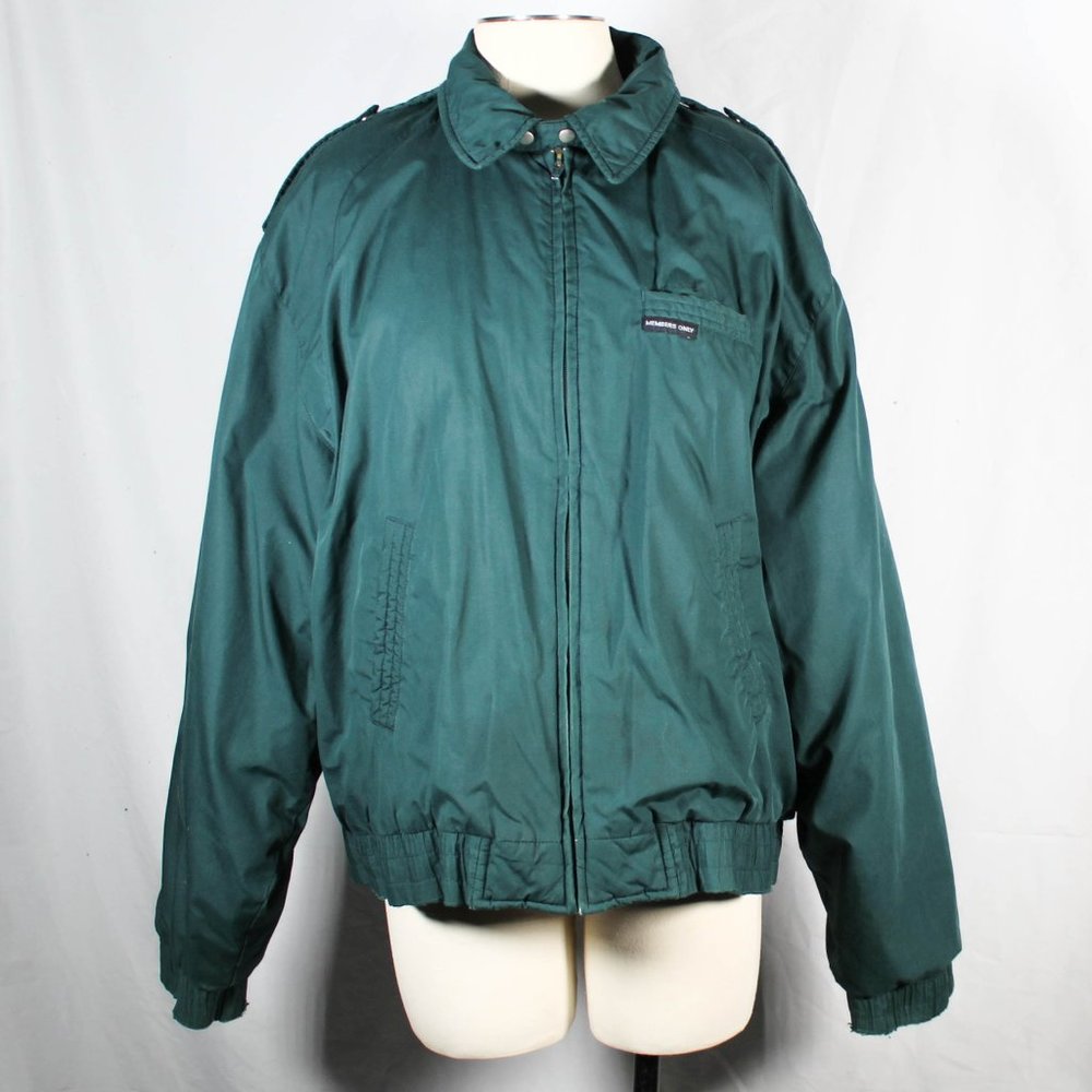 Vintage 1980s Teal Member Only Zip Up Jacket Retro Classic Coat